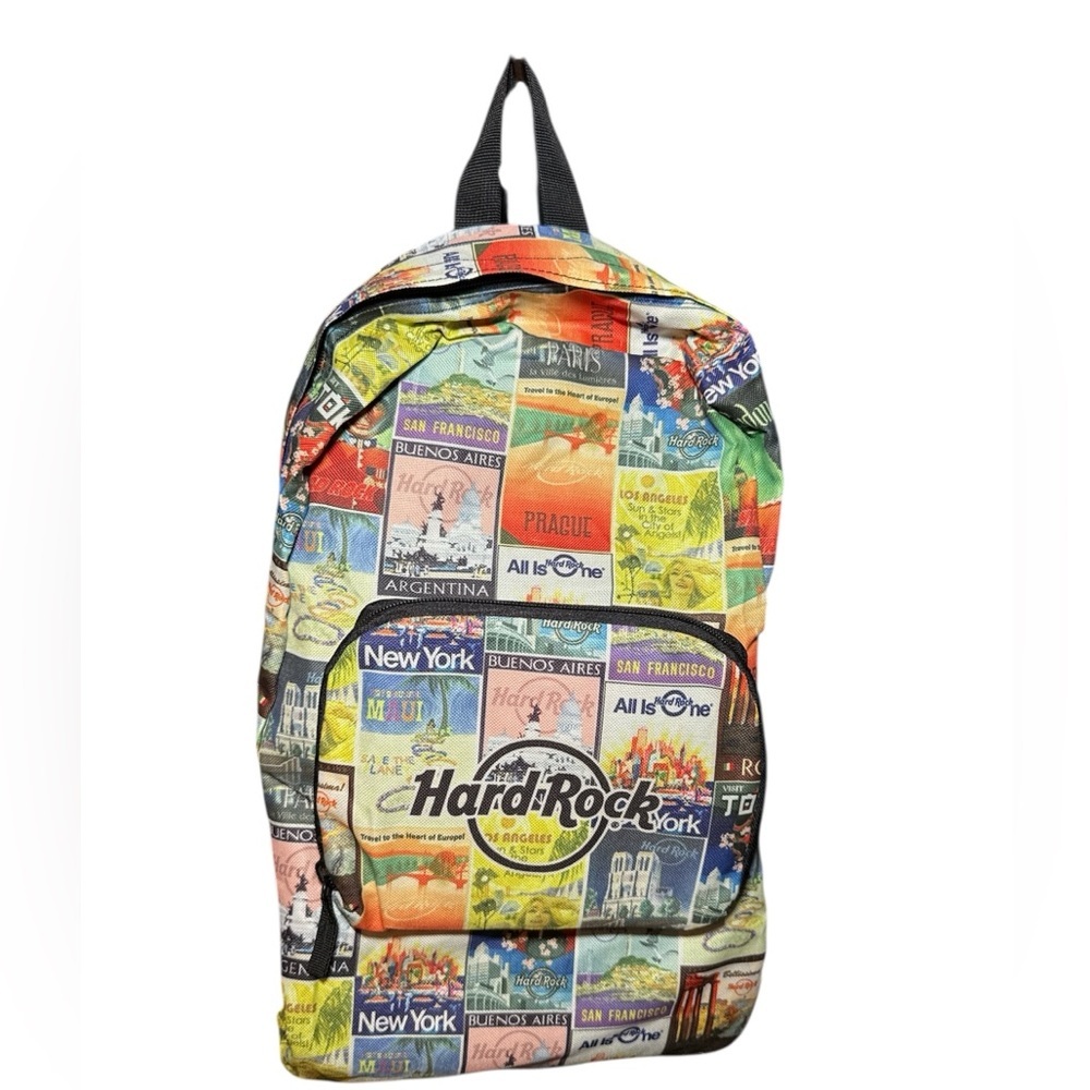 Hard Rock Cafe Ultralight Packable License Plate Print Backpack  Book Bag
